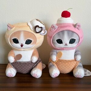 NEW Set of 2 (11 Inch) Mofusand Ice Cream Meow Costume Plushie Round1 NWT